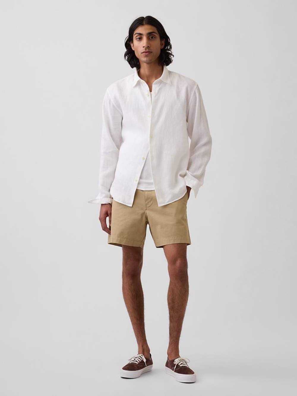 GAP Men's Tan Flat-Front Cotton Shorts 36